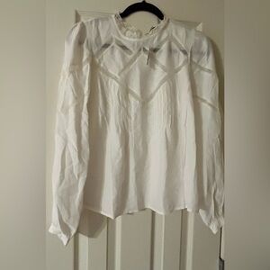 Madewell Small White Lace Mock Neck Blouse NWT